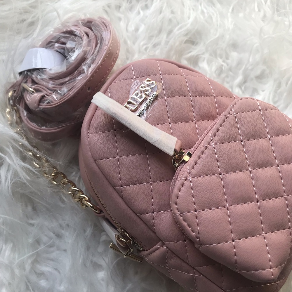 NWT pink Faux Leather Quilted Mini Backpack - Picture 7 of 8
